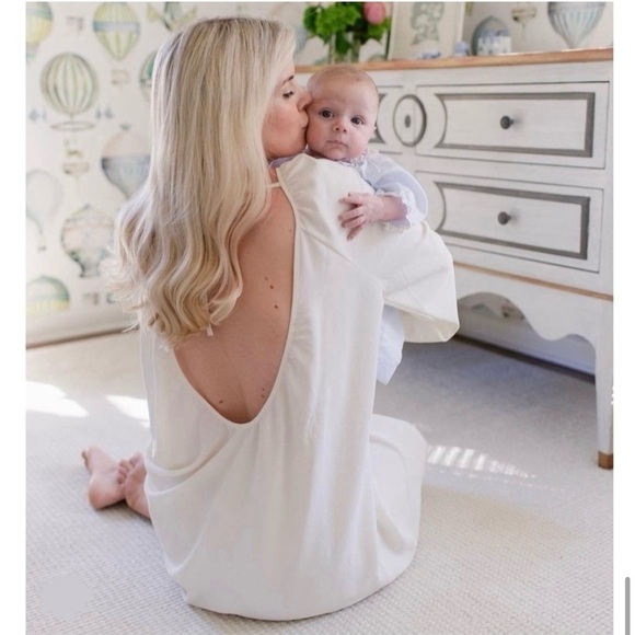 NWT Hill House Simone Maxi Dress XXL Coconut Milk Crepe High Slit Open Back - Picture 8 of 15